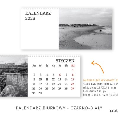 kalendarze_2023_Biurkowy_Czarno-bialy_druk24h.pl
